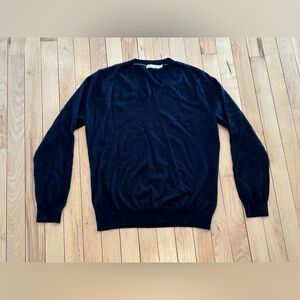 Peter Millar V-Neck 100% Cashmere Sweater Navy Blue Medium